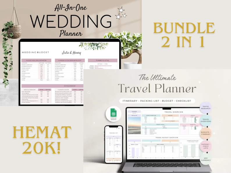 Bundle Template Wedding Planner + Travel Planner