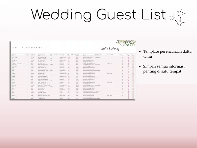 wedding guest list